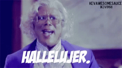 A Man In A Purple Suit Says Halleluier GIF