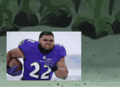 A Man In A Ravens Jersey Is Running With A Football GIF
