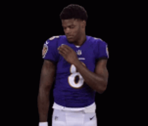 A Man In A Ravens Jersey With The Number 8 On It GIF