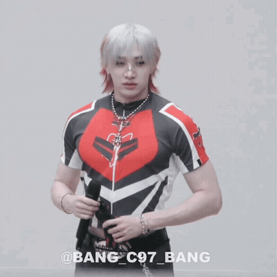 A Man In A Red And Black Shirt Has The Name Bang On The Bottom GIF