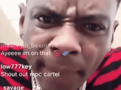 A Man In A Red And Black Striped Shirt Says Ayeee Im On That Shout Out Mpc Cartel GIF