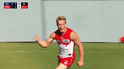 A Man In A Red And White Jersey With The Word Sydney On It Is Running On A Field GIF