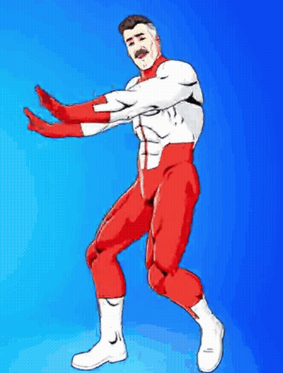 A Man In A Red And White Superhero Costume Is Dancing . GIF