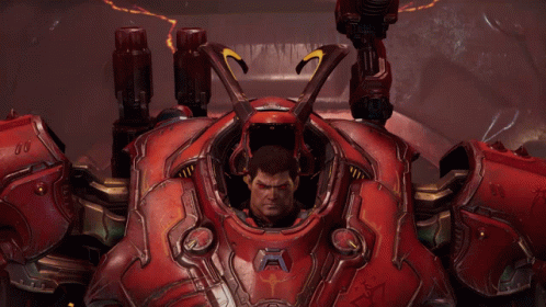 A Man In A Red Armor With The Number 88 On His Chest GIF
