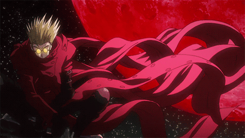 A Man In A Red Cape Is Standing In Front Of A Full Moon GIF