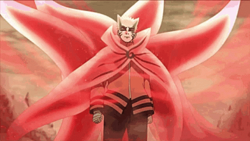 A Man In A Red Cape Is Standing In Front Of A Giant Red Flower . GIF