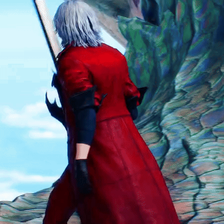 A Man In A Red Coat Is Holding A Sword In His Hand GIF