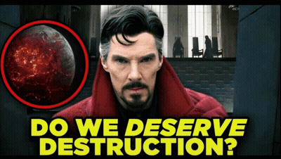 A Man In A Red Coat With The Words Do We Deserve Destruction Behind Him GIF