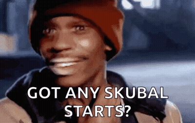 A Man In A Red Hat Is Smiling And Says `` Got Any Skubal Starts ? '' GIF