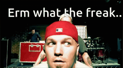 A Man In A Red Hat With The Words Erm What The Freak GIF