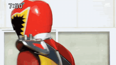 A Man In A Red Helmet Is Standing In Front Of A Window With The Time 7:50 GIF