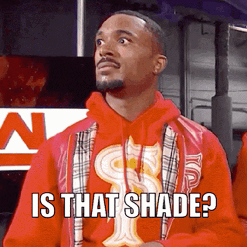 A Man In A Red Hoodie Is Asking Is That Shade ? GIF