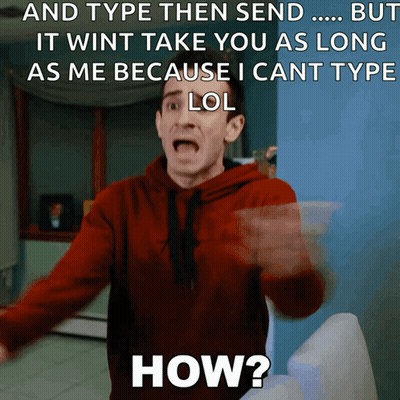 A Man In A Red Hoodie Is Making A Funny Face With A Meme That Says How GIF
