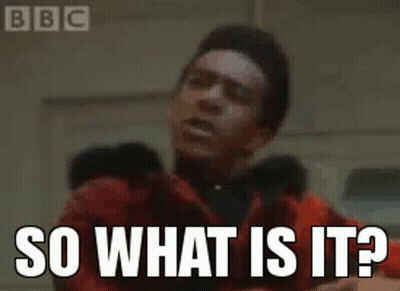 A Man In A Red Jacket Is Asking So What Is It . GIF