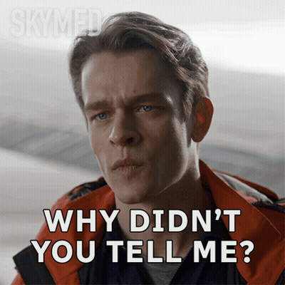 A Man In A Red Jacket Is Asking Why Didn 'T You Tell Me GIF