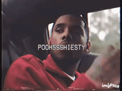 A Man In A Red Jacket Is Sitting In A Car With The Words Poohssshiesty On The Screen GIF