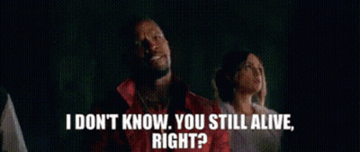 A Man In A Red Jacket Says I Do N't Know You Still Alive Right . GIF