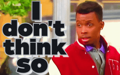 A Man In A Red Jacket Stands In Front Of A Sign That Says I Do N't Think So GIF