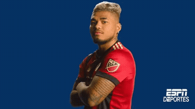 A Man In A Red Jersey With Espn Deportes On The Bottom Right GIF