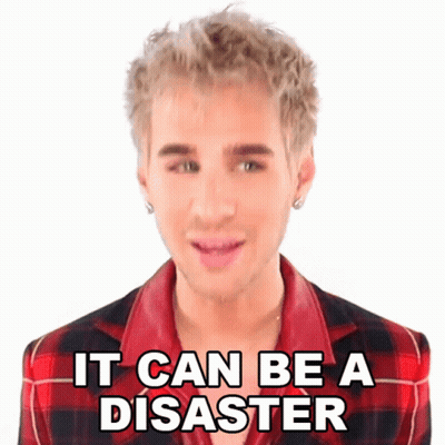 A Man In A Red Plaid Shirt Says It Can Be A Disaster GIF