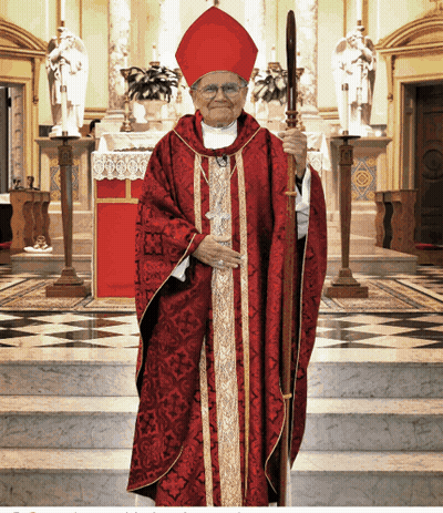 A Man In A Red Robe And Red Hat Is Holding A Staff GIF