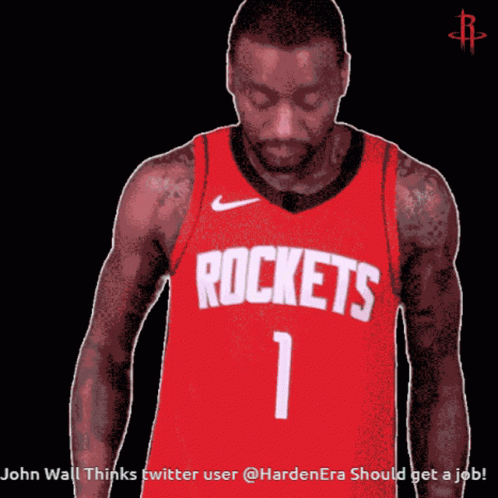 A Man In A Red Rockets Jersey With The Number 1 GIF