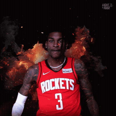 A Man In A Red Rockets Jersey With The Number 3 GIF