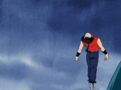 A Man In A Red Shirt And Blue Pants Is Walking Across A Blue Sky GIF