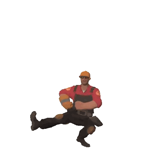 A Man In A Red Shirt And Hard Hat Is Dancing Sticker