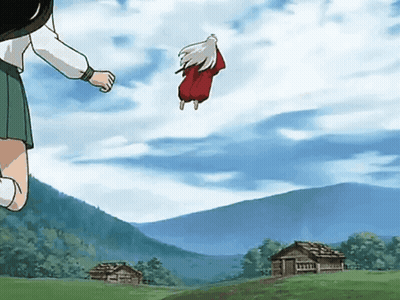 A Man In A Red Shirt Is Flying Through The Air GIF