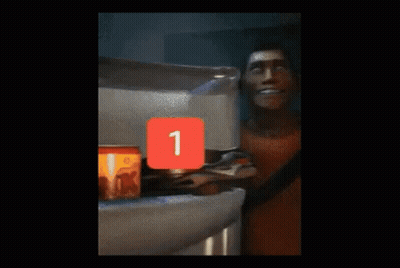 A Man In A Red Shirt Is Holding A Glass Of Water GIF