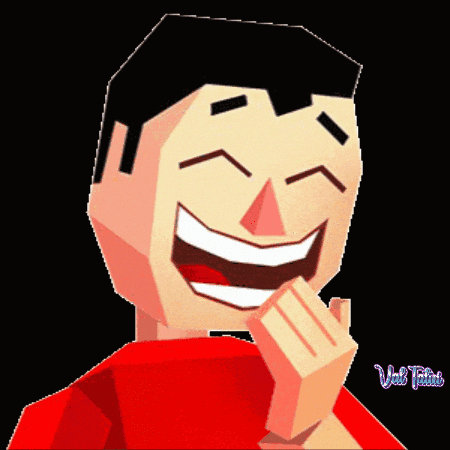 A Man In A Red Shirt Is Laughing With His Hand On His Mouth GIF