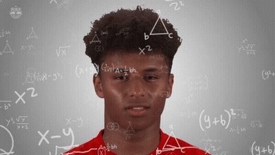 A Man In A Red Shirt Is Surrounded By Mathematical Equations On His Face GIF
