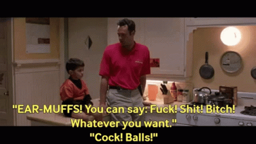 A Man In A Red Shirt Is Talking To A Little Boy GIF