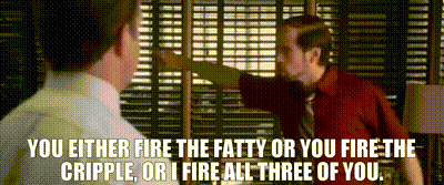 A Man In A Red Shirt Is Talking To Another Man In A White Shirt And Tie .. GIF