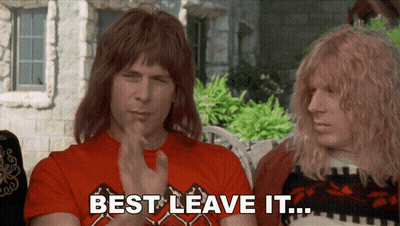 A Man In A Red Shirt Says " Best Leave It " Next To Another Man GIF
