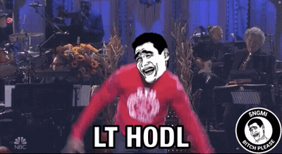 A Man In A Red Shirt Says Lt Hodl In Front Of A Band GIF