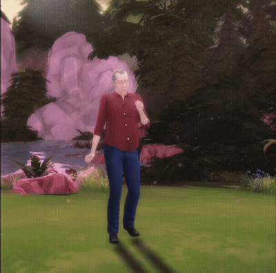 A Man In A Red Shirt Stands In Front Of A Waterfall In A Video Game GIF