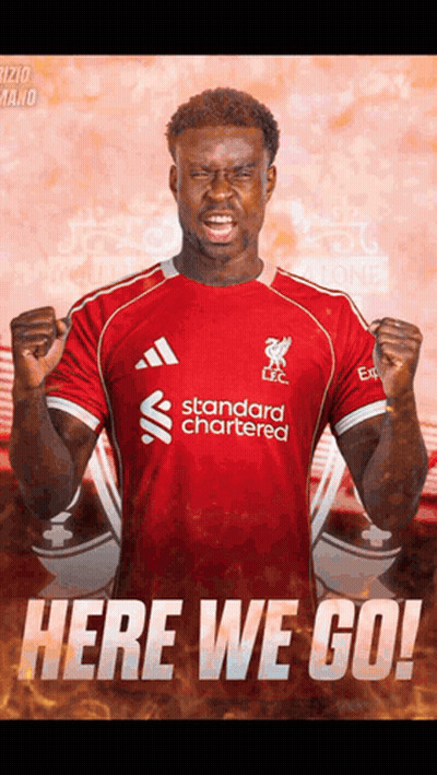 A Man In A Red Shirt That Says Standard Chartered GIF