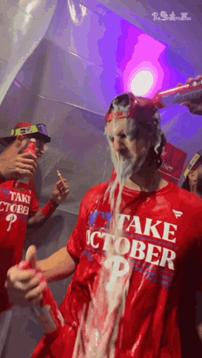 A Man In A Red Shirt That Says Take October P GIF