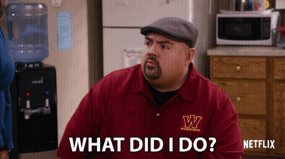A Man In A Red Shirt With The Letter W On It Is Asking What Did I Do GIF