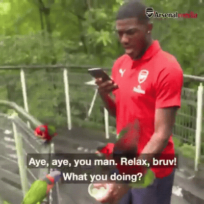 A Man In A Red Shirt With The Word Arsenal On The Front GIF