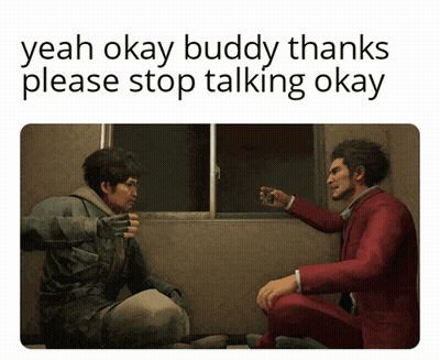 A Man In A Red Suit Talks To Another Man GIF
