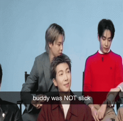 A Man In A Red Sweater Says Buddy Was Not Slick On A Screen GIF
