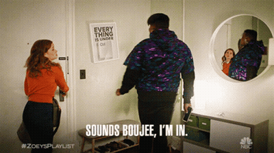 A Man In A Sequined Jacket Stands In Front Of A Sign That Says " Everything Is Under Control " GIF