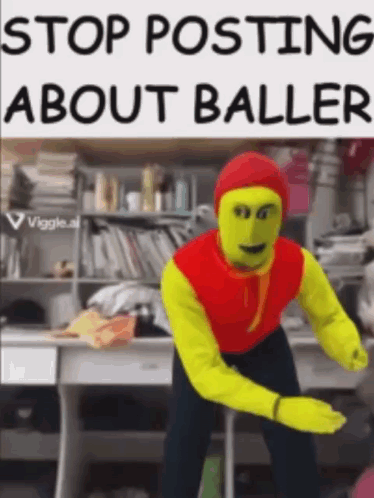 A Man In A Shrek Costume Is Dancing In Front Of A Sign That Says Stop Posting About Baller . GIF