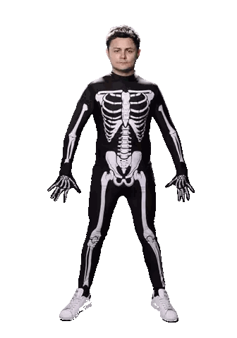 A Man In A Skeleton Costume Is Dancing In Front Of A White Background Sticker