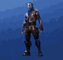 A Man In A Skeleton Costume Is Standing In Front Of A Blue Background . GIF