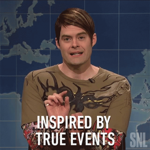 A Man In A Snl Sweater Says Inspired By True Events GIF