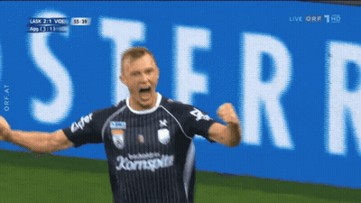 A Man In A Soccer Jersey With The Word Kornspitz On It GIF